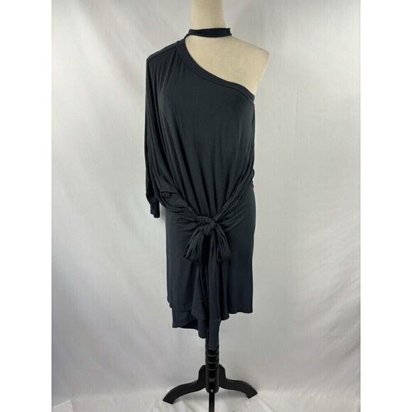 Laura Siegel Anthropologie Asymmetrical Dress Grey Medium Off Shoulder - Picture 3 of 12